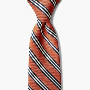 Brooks Brothers Orange Navy Stripe Silk Tie Classic Preppy Business Necktie
